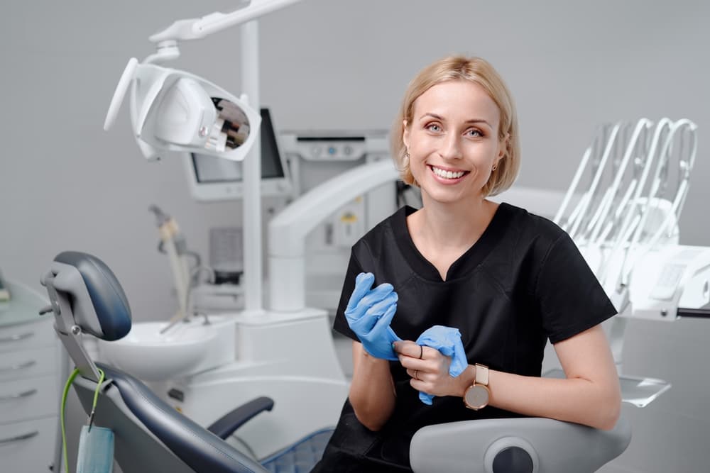 A dentist in a modern dental surgery